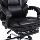 Manager's office chair with footrest Zance pakoworld black pu-chrome metal leg 70x66x112-120cm