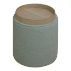 Batur stool-trunk pakoworld boucle fabric in green shade D34x38cm