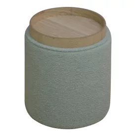   Batur stool-trunk pakoworld boucle fabric in green shade D34x38cm