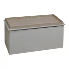 Koper pakoworld velvet stool-trunk in beige shade 76x38x38cm