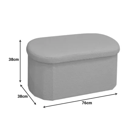 Otto pakoworld stool-trunk, boucle fabric in ivory shade 76x38x38cm