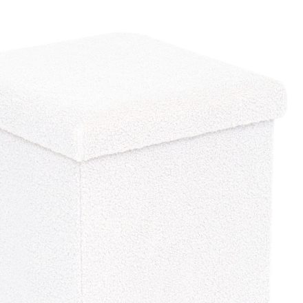 Crystal stool-trunk pakoworld bouclé fabric in ivory shade 38x38x38cm