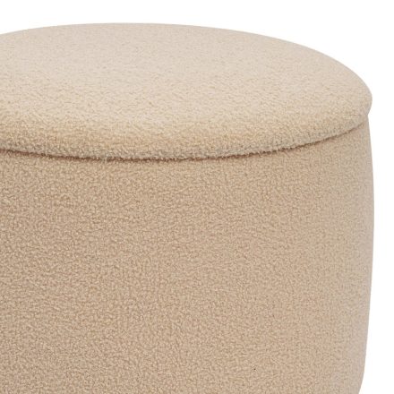 Roundy stool-trunk pakoworld boucle fabric in beige shade Φ55x41.5cm