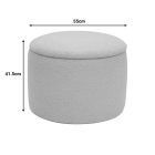 Roundy stool-trunk pakoworld boucle fabric in beige shade Φ55x41.5cm