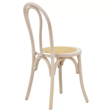 Vienna stackable Chair Azhel pakoworld white wash beech wood-rattan natural seat 41x50x89cm