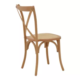   Chair Dylon pakoworld stackable natural beech wood-natural rattan seat 48x52x89cm