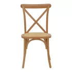 Chair Dylon pakoworld stackable walnut beech wood-natural rattan seat 48x52x89cm