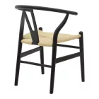 Chair Wishbone pakoworld black beech wood-natural color rope 53x55x76cm