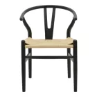 Chair Wishbone pakoworld black beech wood-natural color rope 53x55x76cm