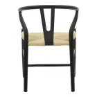 Chair Wishbone pakoworld black beech wood-natural color rope 53x55x76cm