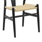 Chair Wishbone pakoworld black beech wood-natural color rope 53x55x76cm