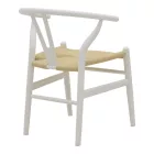 Wishbone chair pakoworld white beech wood-seat with rope in natural shade 53x55x76cm