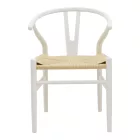 Wishbone chair pakoworld white beech wood-seat with rope in natural shade 53x55x76cm