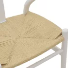 Wishbone chair pakoworld white beech wood-seat with rope in natural shade 53x55x76cm