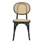 Chair stackable Zoel pakoworld black beech wood-natural rattan 45x52x82cm