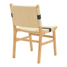   Julien chair pakoworld rubberwood and rope upholstery in natural-black color 61x54x85cm
