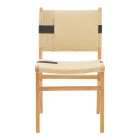 Julien chair pakoworld rubberwood and rope upholstery in natural-black color 61x54x85cm