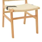 Julien chair pakoworld rubberwood and rope upholstery in natural-black color 61x54x85cm