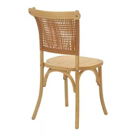 Chair Karley pakoworld natural beech wood-natural rattan seat 48x52x89cm