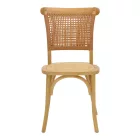 Chair Karley pakoworld natural beech wood-natural rattan seat 48x52x89cm