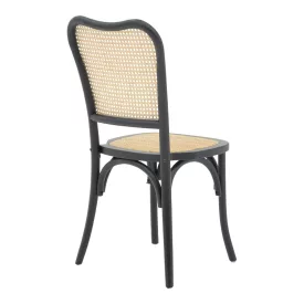   Chair stackable Zozele pakoworld natural rattan pe-black toon wood 45x51x88cm