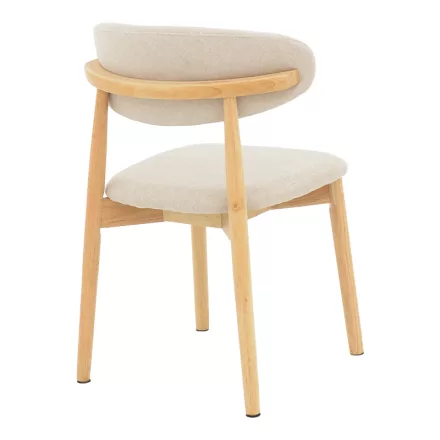 Ubene pakoworld rubberwood and fabric chair in natural and beige shade 46x58x79cm