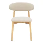 Ubene pakoworld rubberwood and fabric chair in natural and beige shade 46x58x79cm