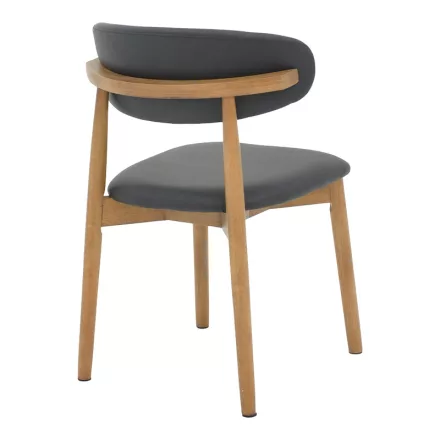 Ubene pakoworld rubberwood and pu chair in walnut and black shade 46x58x79cm