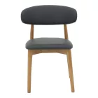 Ubene pakoworld rubberwood and pu chair in walnut and black shade 46x58x79cm