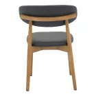 Ubene pakoworld rubberwood and pu chair in walnut and black shade 46x58x79cm