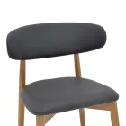 Ubene pakoworld rubberwood and pu chair in walnut and black shade 46x58x79cm