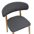 Ubene pakoworld rubberwood and pu chair in walnut and black shade 46x58x79cm
