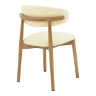 Ubene pakoworld rubberwood and pu chair in walnut and beige shade 46x58x79cm