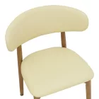 Ubene pakoworld rubberwood and pu chair in walnut and beige shade 46x58x79cm
