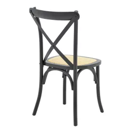   Dylon pakoworld stackable chair black beech wood-natural rattan seat 48x52x89cm