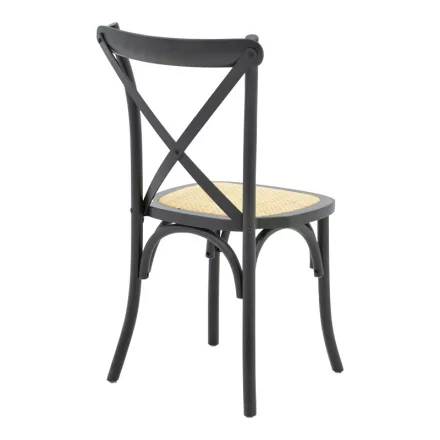 Dylon pakoworld stackable chair black beech wood-natural rattan seat 48x52x89cm