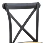 Dylon pakoworld stackable chair black beech wood-natural rattan seat 48x52x89cm