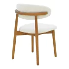 Ubene chair pakoworld rubberwood in walnut-boucle fabric in white shade 51x56x79cm