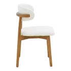 Ubene chair pakoworld rubberwood in walnut-boucle fabric in white shade 51x56x79cm