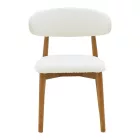 Ubene chair pakoworld rubberwood in walnut-boucle fabric in white shade 51x56x79cm