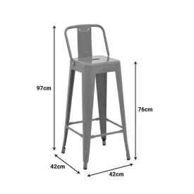   Bar stool with backrest Utopia pakoworld metal green 42x42x97cm