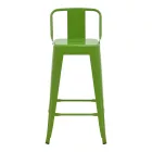 Mid-height Bar stool with backrest Utopia pakoworld metal in green color 42x42x86cm