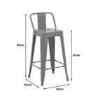 Mid-height Bar stool with backrest Utopia pakoworld metal in anthracite color 42x42x86cm