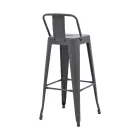 Mid-height Bar stool with backrest Utopia pakoworld metal in anthracite color 42x42x86cm