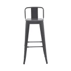 Mid-height Bar stool with backrest Utopia pakoworld metal in anthracite color 42x42x86cm