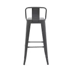 Mid-height Bar stool with backrest Utopia pakoworld metal in anthracite color 42x42x86cm