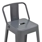 Mid-height Bar stool with backrest Utopia pakoworld metal in anthracite color 42x42x86cm