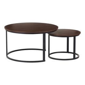   Coffee tables Solme I pakoworld 2pcs in walnut color with black metal legs