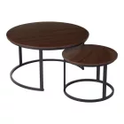 Coffee tables Solme I pakoworld 2pcs in walnut color with black metal legs