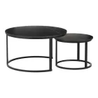 Coffee tables Solme I pakoworld 2pcs in black marble color with black metal legs